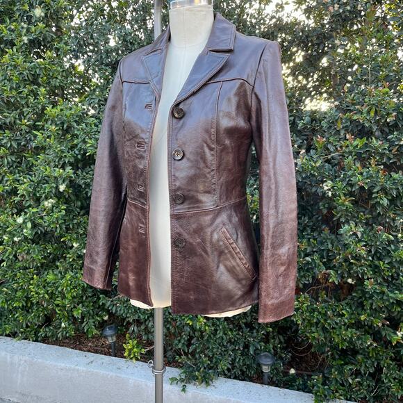 Vintage Wilsons Leather Brown Fitted Jacket Small - Picture 11 of 12